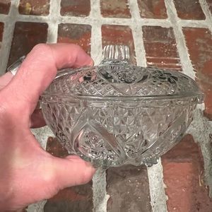Vintage crystal butter dish with knobbed dome lid
